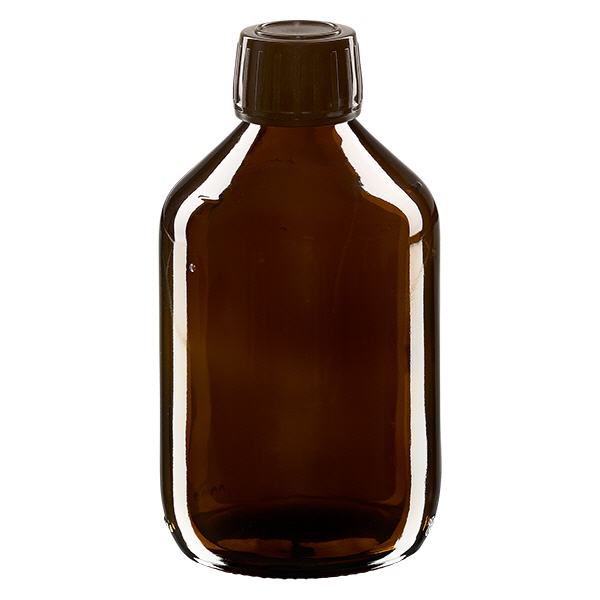 300ml lahvička na léky hnědá, hnědý uzávěr s tamper-evidentním kroužkem ApoGlas 300ml lahvička na léky hnědá, hnědý uzávěr s tamper-evidentním kroužkem ApoGlas