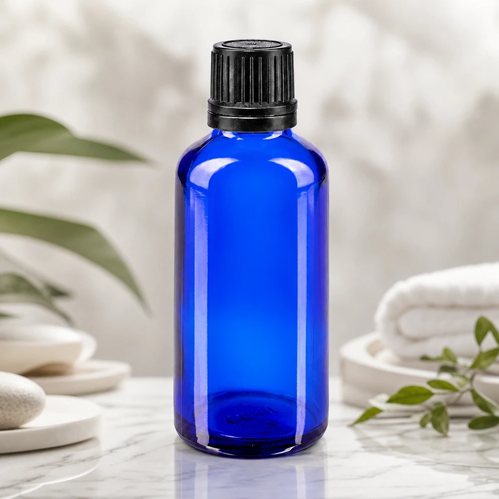 Blaues Apothekenglas 50ml mit präzisem 1mm Tropfeinsatz für Kosmetik und Naturheilkunde