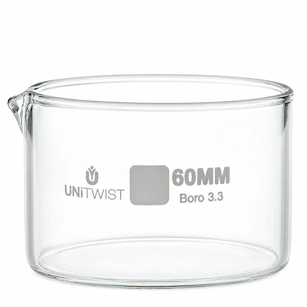 Krystalizační miska ø60 mm z borosilikátového skla UNiTWIST Laborkristallisierschale UNiTWIST 60mm Boro 3.3 Glas für Verdampfung und Kristallisation