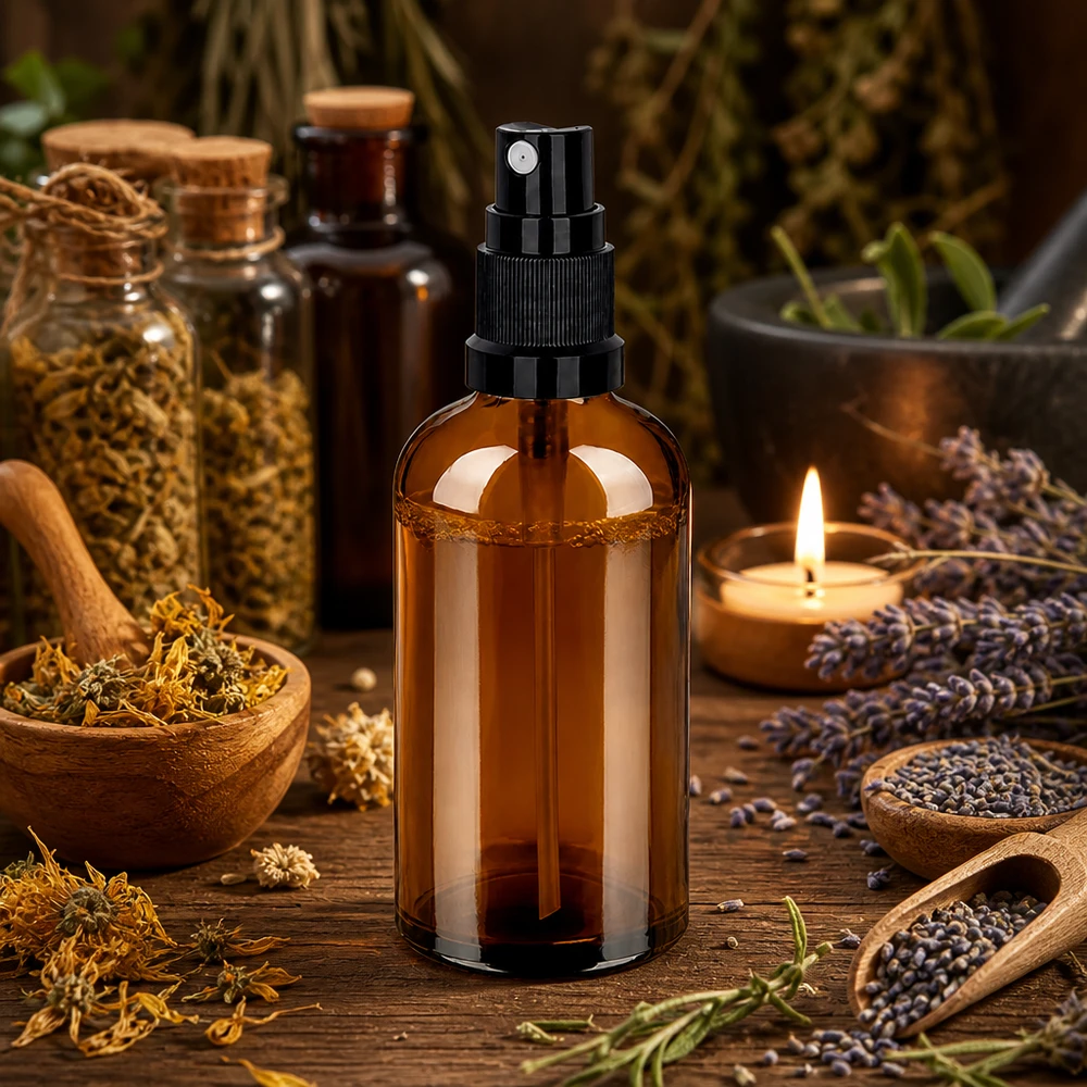 100ml láhev s rozprašovačem černá standardní uzávěr BrownLine UT18/100 Vielseitige 100ml Sprühflasche aus braunem Glas ideal für DIY Kosmetik und Naturprodukte