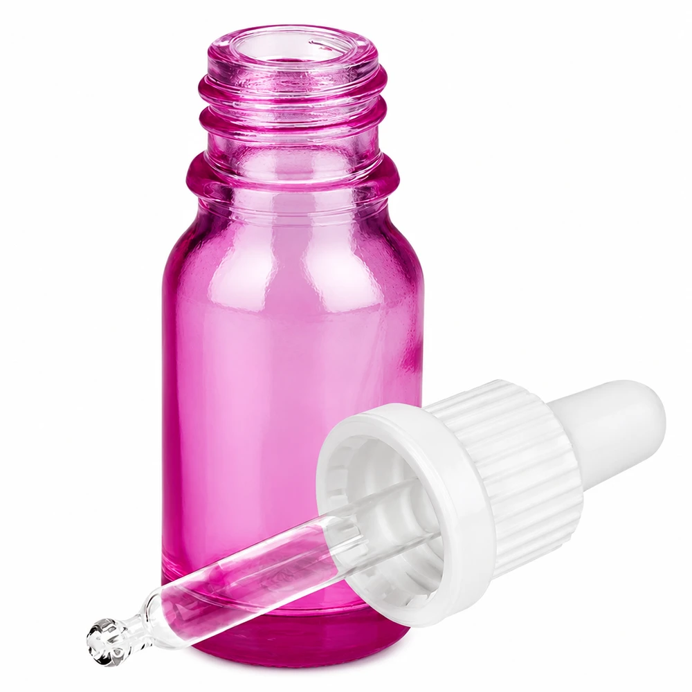 10ml pipetovací láhev bílá Originality šroubovací uzávěr PurpleLine UT18/10 Hochwertige Pipettenflasche 10ml fuchsia mit durchsichtigem Tropfer OV PurpleLine UT18/10