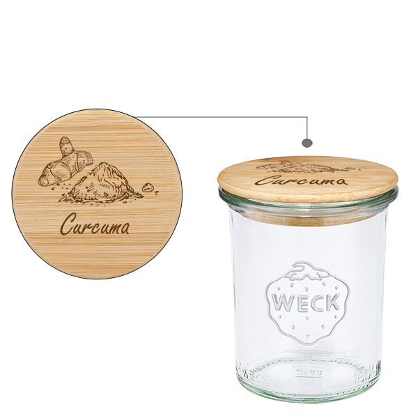 Couvercle en bois &quot;Curcuma&quot; avec verre WECK 160ml