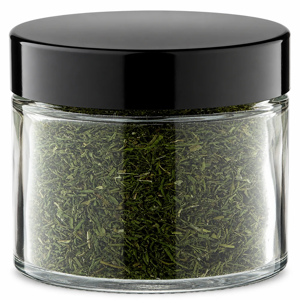 Kleines Glasgefäß 30ml mit Schraubdeckel zur Lagerung von Gewürzen und Kräutern