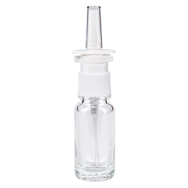 Lékárenská lahvička čirá 10ml nosní sprej bílá standardní Lékárenská lahvička čirá 10ml nosní sprej bílá standardní