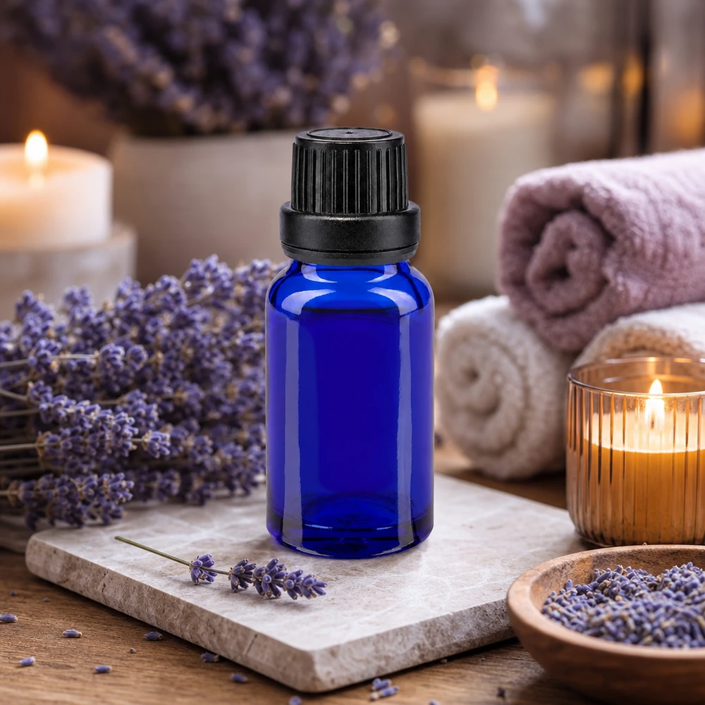 Pharmaglas Tropfflasche 10ml blau mit 2mm Einsatz für Ätherische und Kosmetiköle