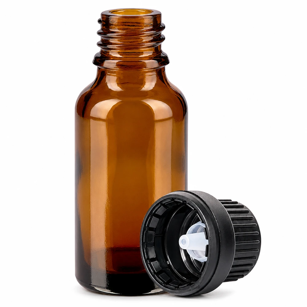 10ml lahvička s kapátkem 2mm černá tamper-evidentní uzávěr BrownLine UT18/10 Professionelle 10ml Tropfflasche braun mit kindersicherem Verschluss für Labor und Praxis