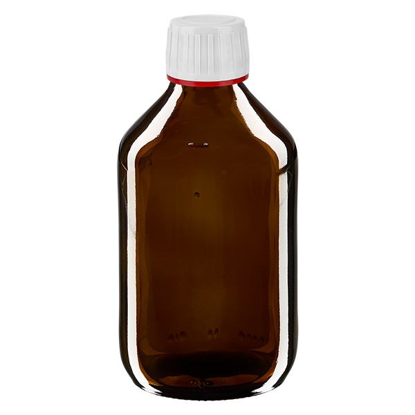250ml lahvička na léky hnědá, uzávěr bílý s kroužkem proti neoprávněné manipulaci červený ApoGlas 250ml lahvička na léky hnědá, uzávěr bílý s kroužkem proti neoprávněné manipulaci červený ApoGlas