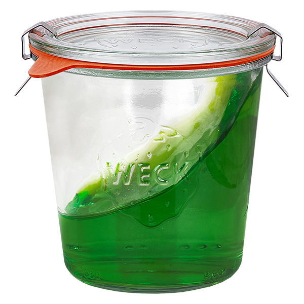 Sada 18 sklenic Weck o objemu 580 ml s 18 skleněnými víčky, 1 ks. Sada 18 sklenic Weck o objemu 580 ml s 18 skleněnými víčky, 1 ks.