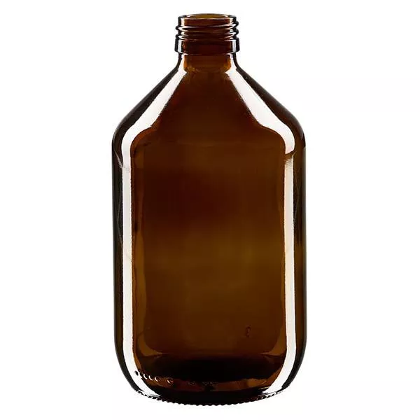 Lahvička na léky 500 ml hnědá, bez uzávěru PP28 ApoGlas Lahvička na léky 500 ml hnědá, bez uzávěru PP28 ApoGlas