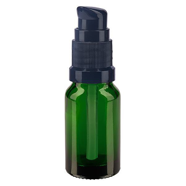 Lékárenská láhev zelená 10ml uzávěr pumpy černý standard Lékárenská láhev zelená 10ml uzávěr pumpy černý standard