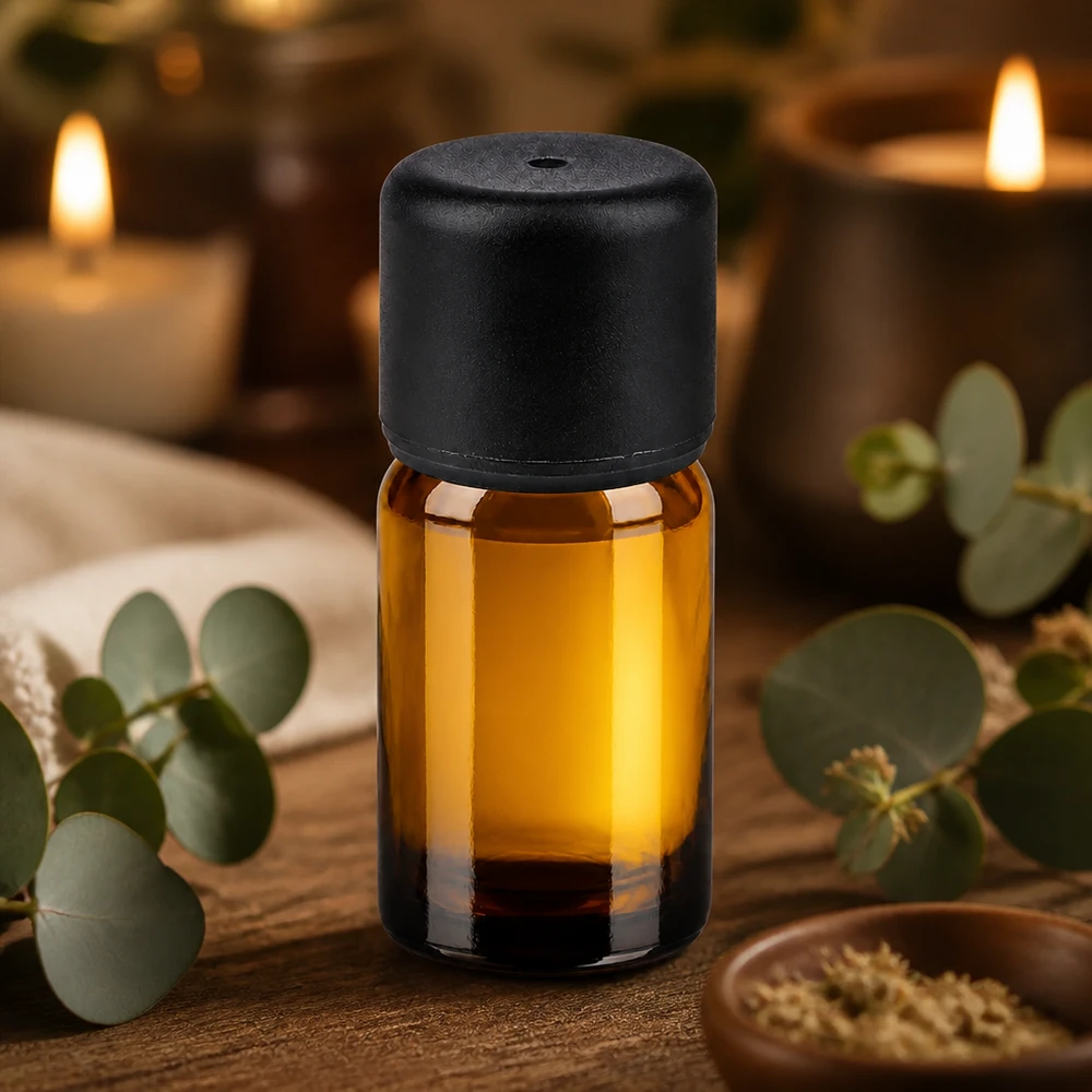 5ml láhev 6mm šroubovací uzávěr černý Standard BrownLine UT18/5 Stilvolle 5ml Braunglasflasche mit schwarzem Verschluss ideal für Parfümöle und Seren