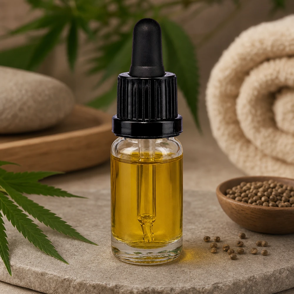 10ml pipetovací láhev černá s tamper-evidentním uzávěrem ClearLine UT18/10 10ml Pipettenflasche mit schwarzem Schraubverschluss in naturnahem Spa-Arrangement