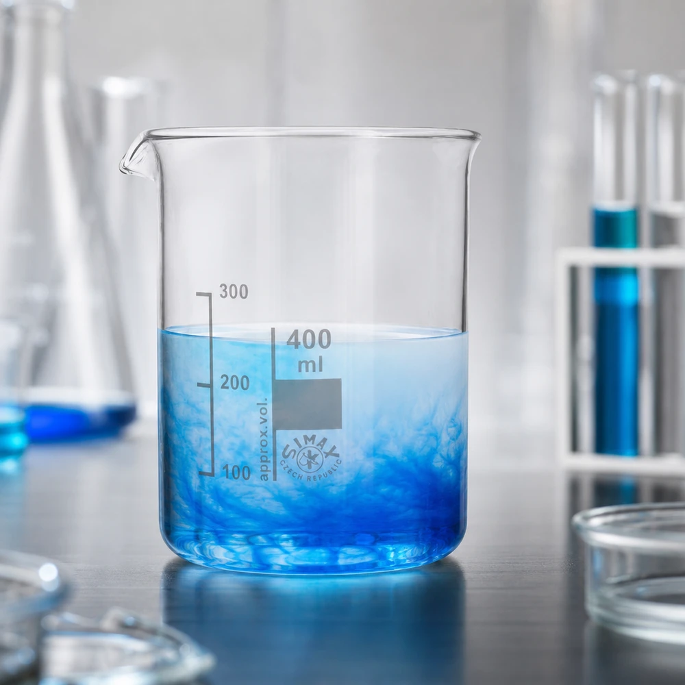 Kádinka 400ml z borosilikátového skla, nízký tvar 400ml Becherglas mit breiter Öffnung ermöglicht einfaches Befüllen und Reinigen
