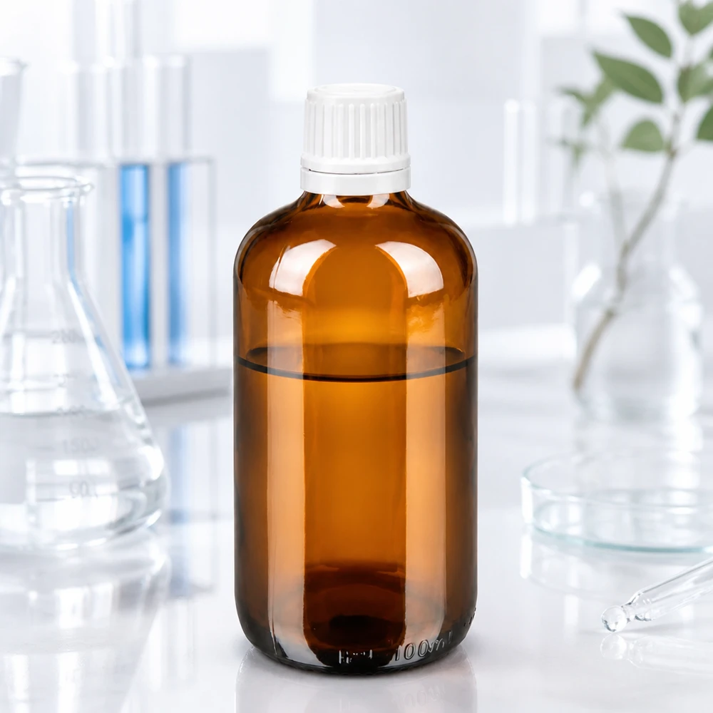 Lékárenská láhev hnědá 100ml kapací uzávěr 1,2mm bílý uzávěr odolný proti manipulaci. 100ml UV-Schutz Braunglas Tropfflasche mit 0,7mm Tropfer für ätherische Öle und Pharmazeutika