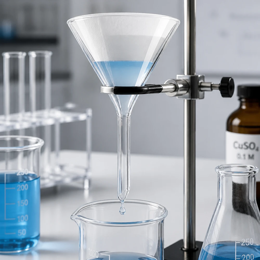 Trychtýř ø55mm sodnovápenatý, úhel 60°, krátký styl Präzisions-Glastrichter mit optimaler 60° Trichterform für gleichmäßigen Durchfluss ohne Spritzen