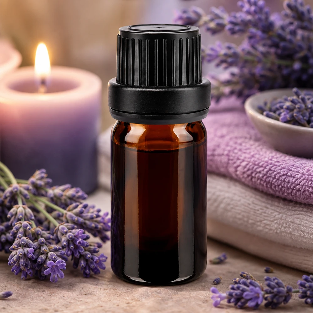 Dunkle Glasflasche 5ml mit schwarzem OV-Schraubverschluss lichtgeschützt für ätherische Öle