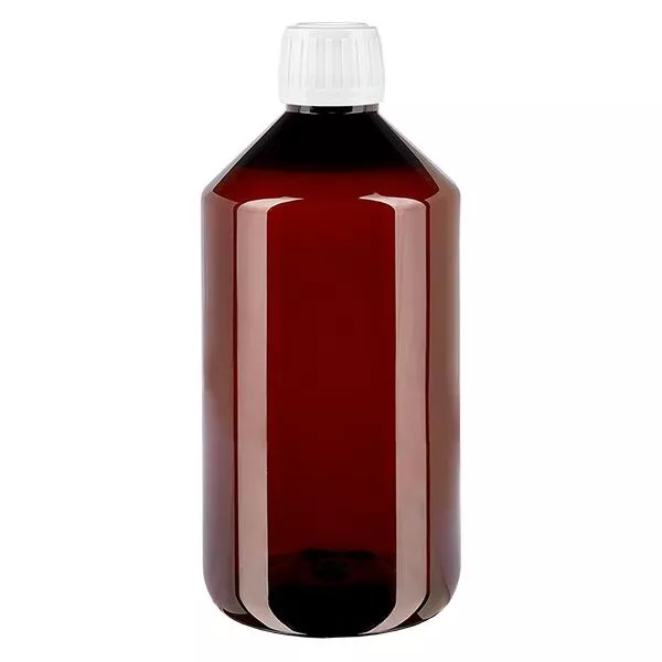 PET láhev 750ml s bílým standardním uzávěrem s možností manipulace.