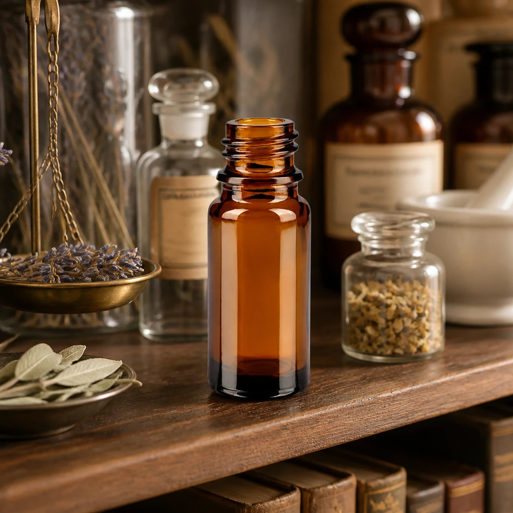 ApoGlas braune Glasflasche 10ml mit traditioneller Apothekerform für Kräutertinkturen