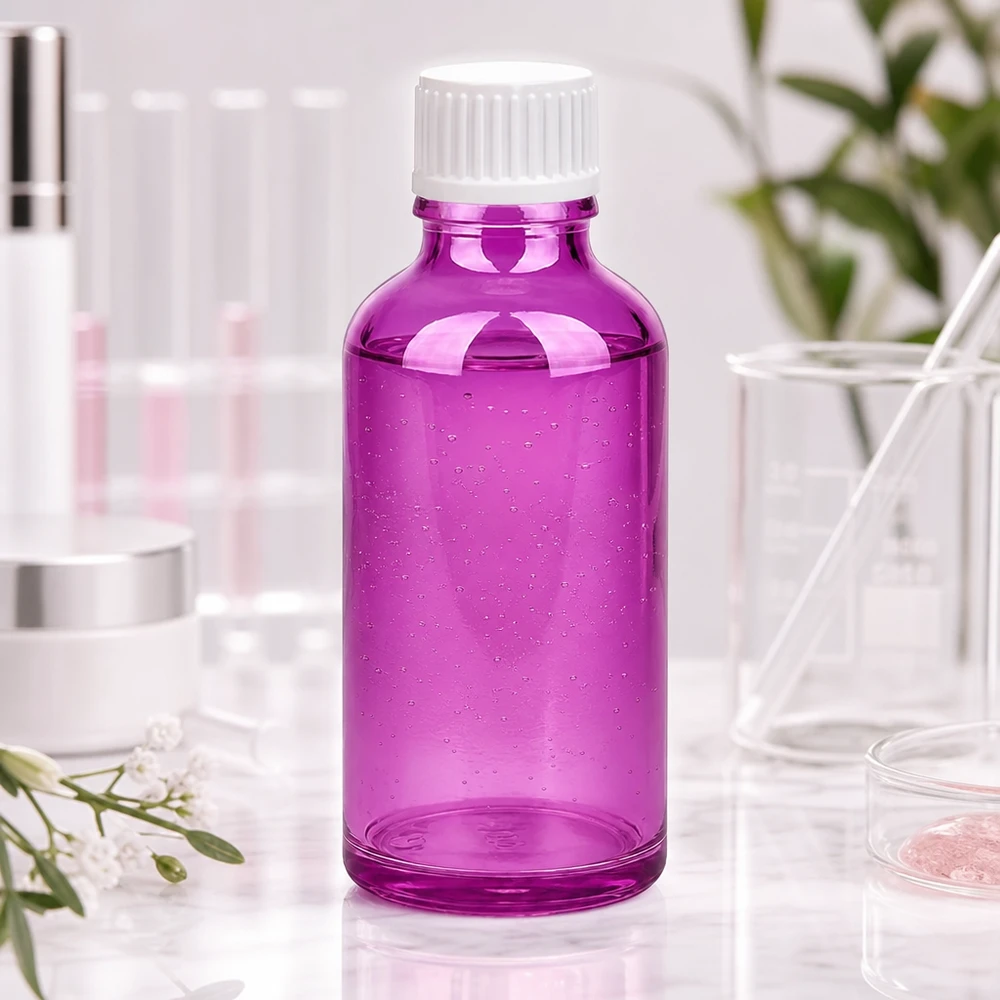 Kompakte 50ml Tropfflasche transparent lila perfekt für Reisegrößen und Proben
