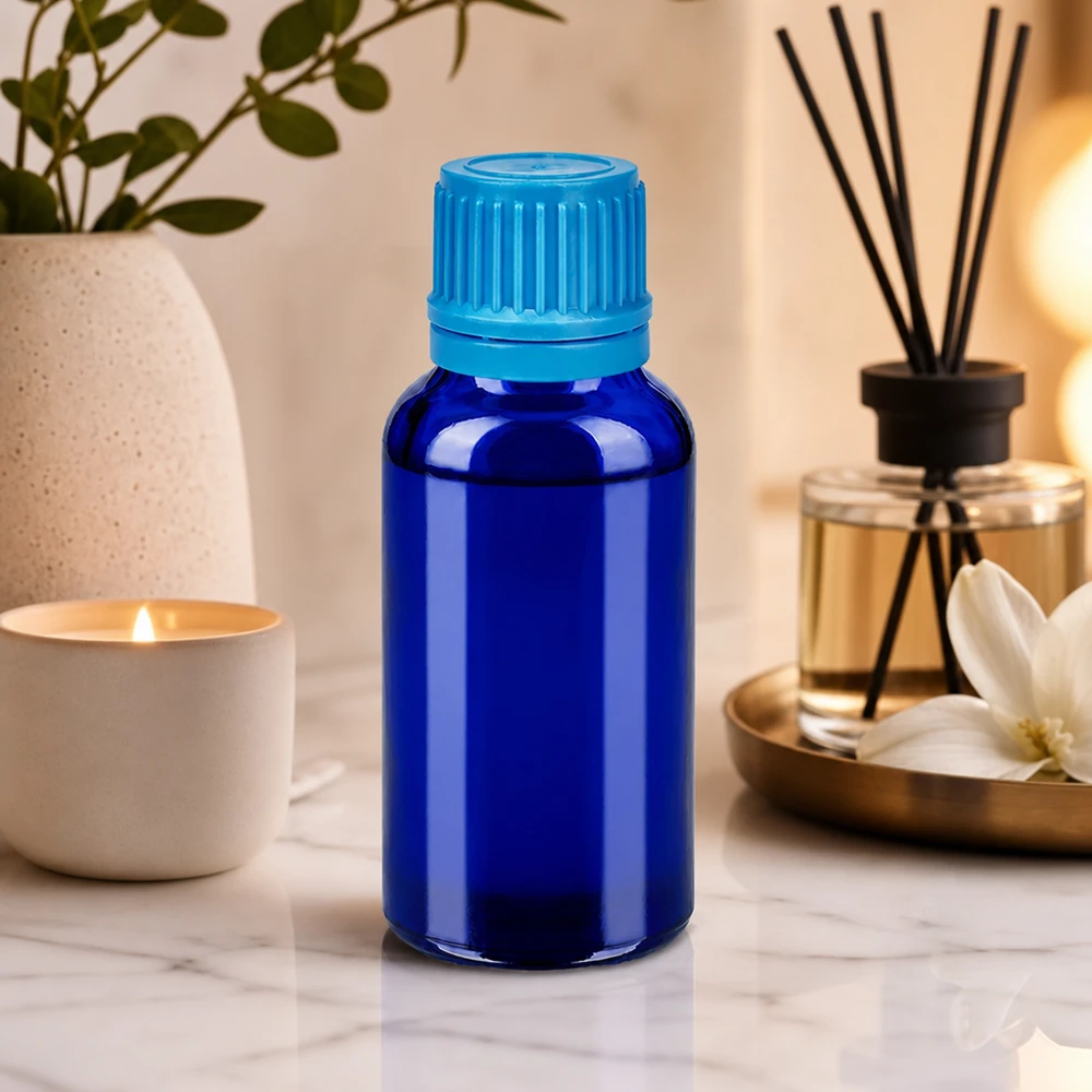 Dunkelblaue Glasflasche 30ml mit optimaler Größe für DIY Kosmetik und Mischungen