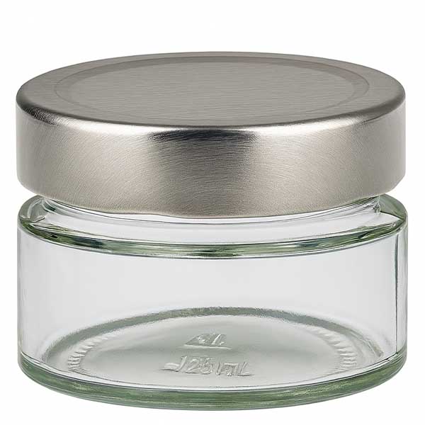 130ml kulatá sklenice + víčko BasicSeal stříbrné UNiTWIST