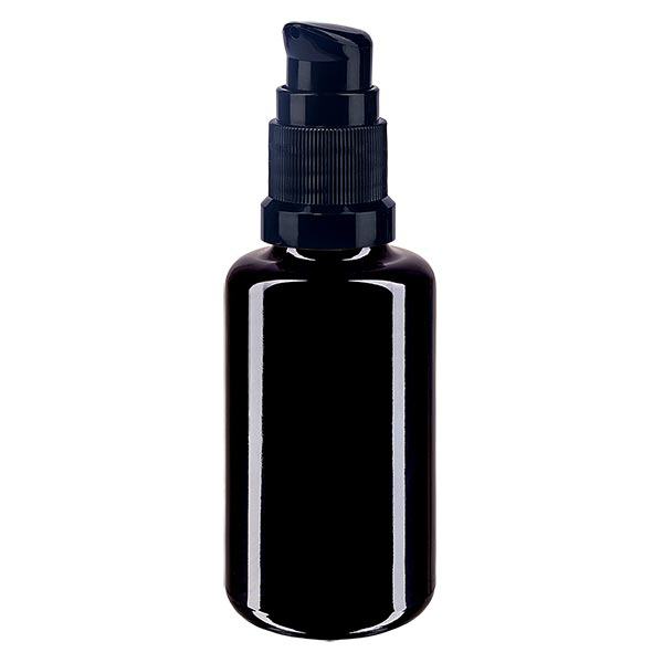 Lékárenská lahvička violet 30ml uzávěr pumpičky černá standardní Lékárenská lahvička violet 30ml uzávěr pumpičky černá standardní