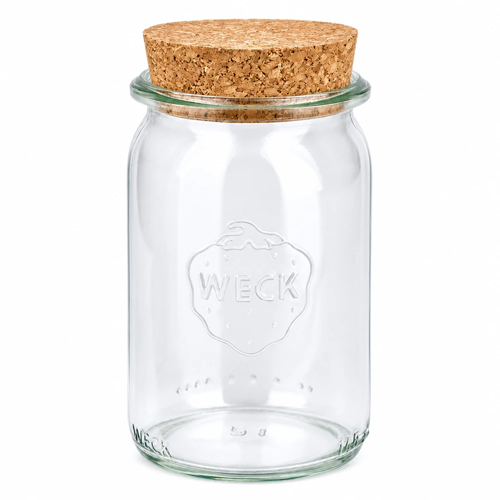 WECK Zylinderglas 145ml RR40 mit natürlichem Korkdeckel Vorratsglas transparent Einmachglas