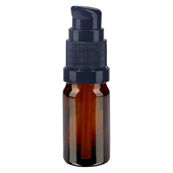 Lékárenská lahvička hnědá 5ml s uzávěrem pumpičky černá standardní Lékárenská lahvička hnědá 5ml s uzávěrem pumpičky černá standardní