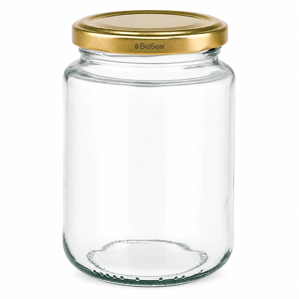 UNiTWIST Runda382 Einmachglas mit goldenem TO66 BioSeal Deckel, leeres Glasgefäß für Konservierung und Aufbewahrung