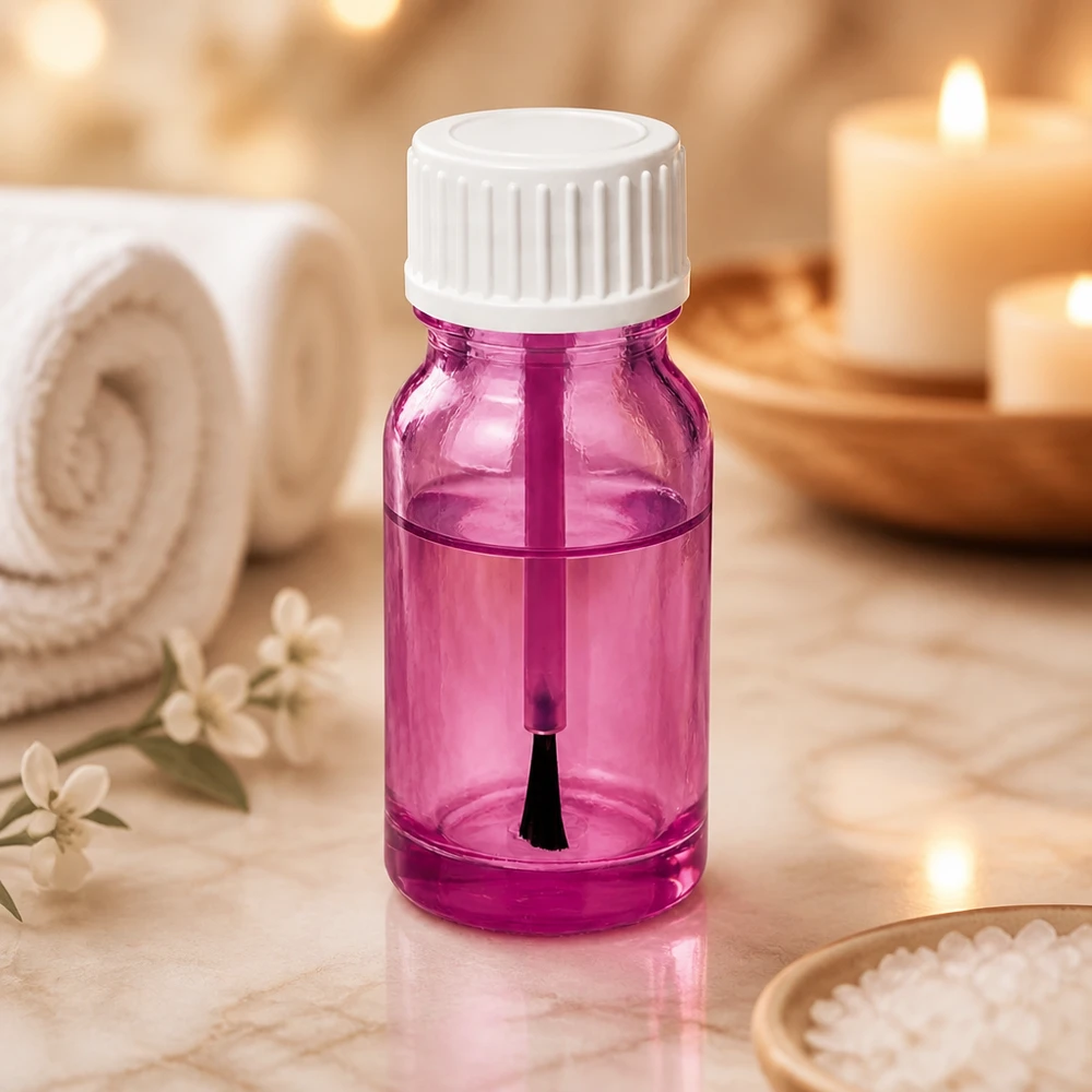 10ml lahvička se štětečkem PurpleLine UT18/10 bílé standardní sklo Professionelle 10ml Pinselflasche weiss STD PurpleLine UT18/10 für präzise Produktauftragung