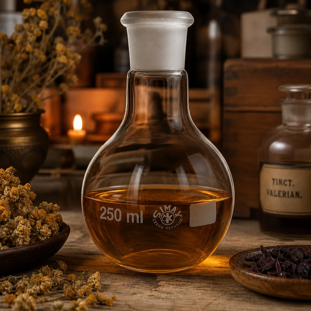 Baňka 250ml se standardním broušeným spojem (29/32) Universeller Glaskolben 250ml mit Normschliff 29/32 für Extraktion und Reaktionsführung