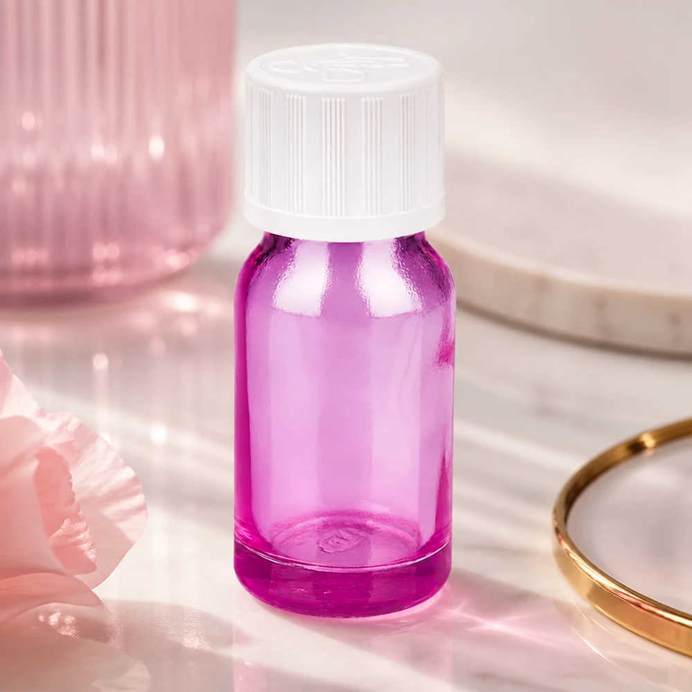 10ml lahvička s kapátkem 1,2 mm bílá standardní dětská pojistka PurpleLine.UT18/10 Handliche 10ml Tropfflasche in lila mit weißem Schraubdeckel für Reise und unterwegs