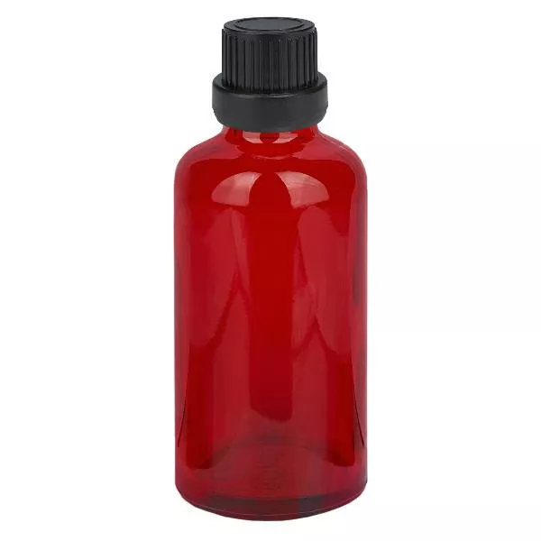 50ml láhev 11mm šroubovací uzávěr černý uzávěr s ochranou proti manipulaci RedLine UT18/50