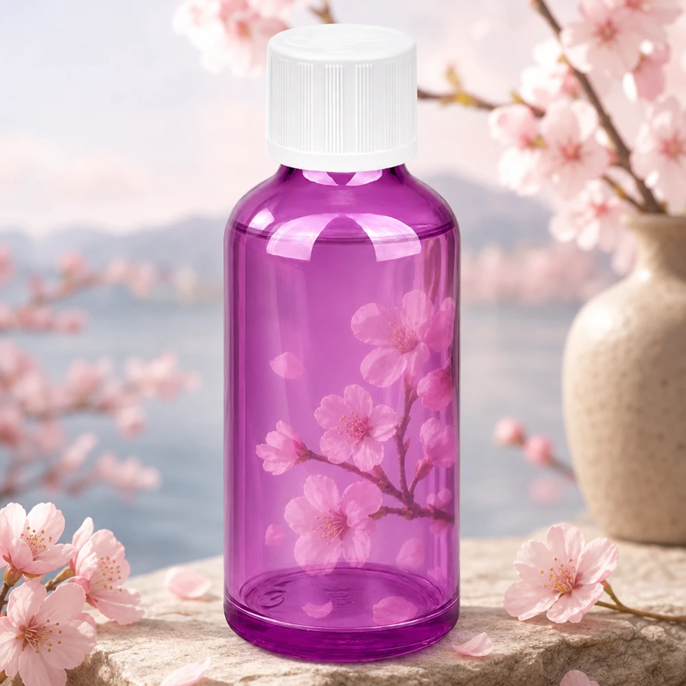 Transparente lila Tropfflasche 50ml mit rutschfestem Verschluss für sichere Handhabung flüssiger Substanzen