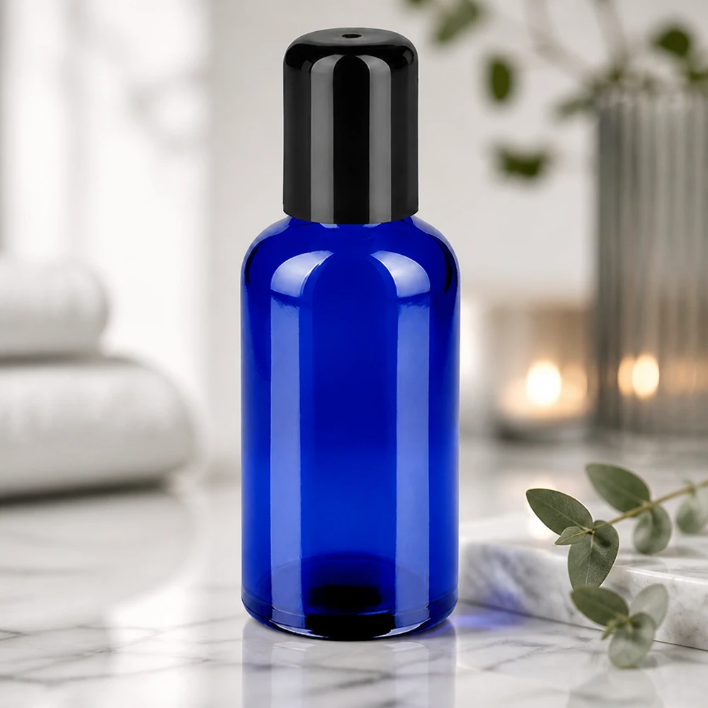 Elegante Roll-On Flasche 50ml STD BlueLine UT18/50 mit praktischem Kugelverschluss schwarz