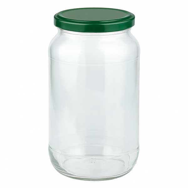1062ml kulatá sklenice + víčko BasicSeal zelené UNiTWIST
