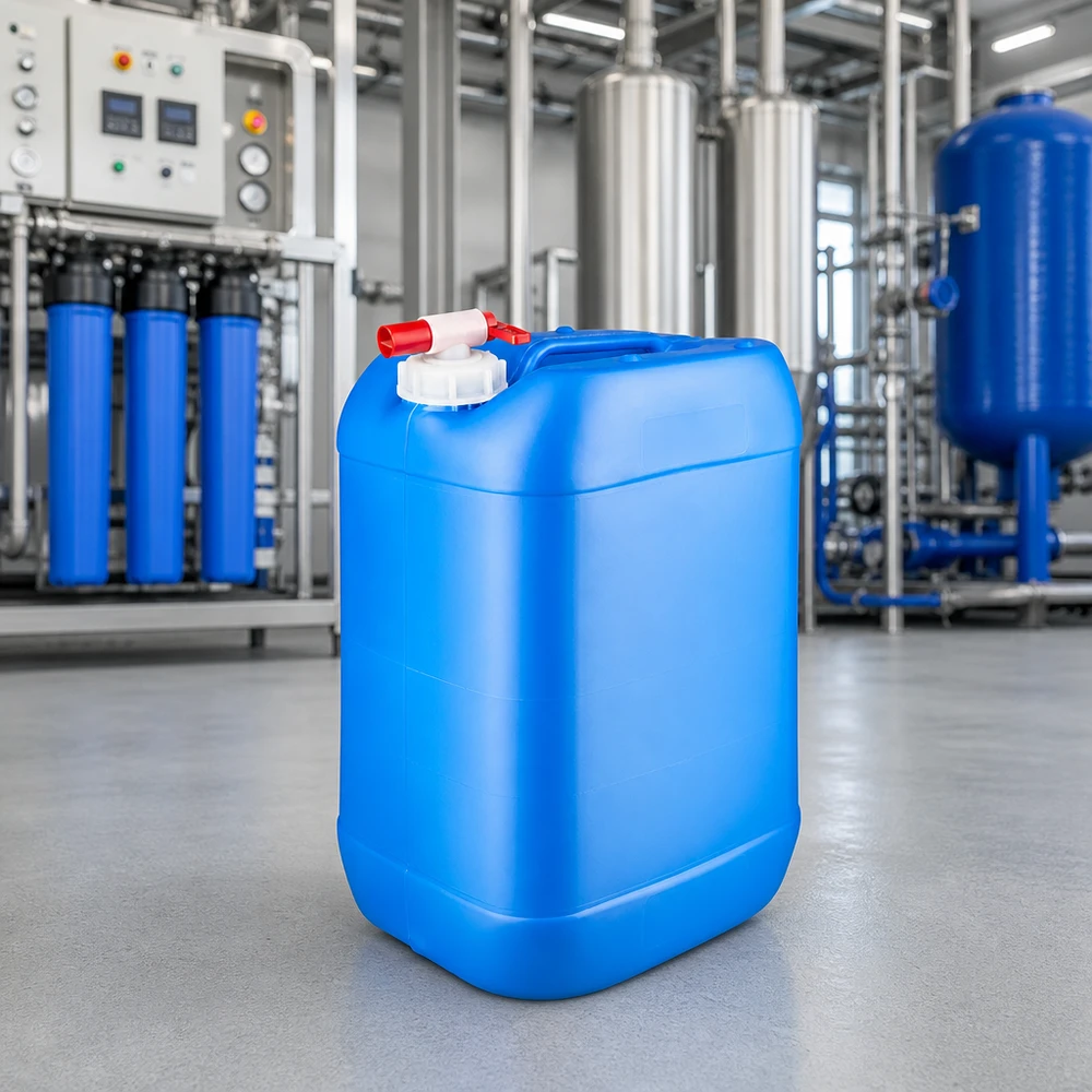 Kanystr 25 litrů modrý s vypouštěcím kohoutem Kompakter 25 Liter Vorratsbehälter blau mit Auslaufventil für Wasseraufbereitung