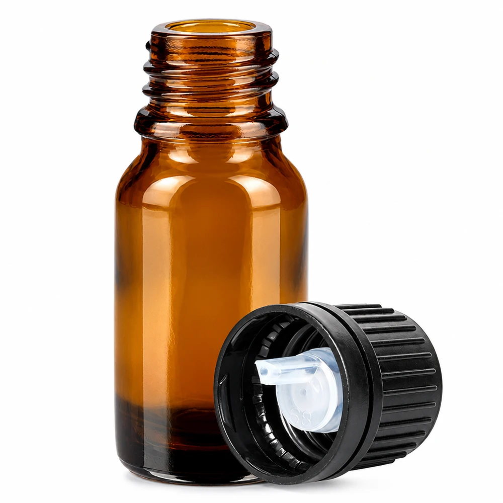 Medizinische 10ml Braunglasflasche mit schwarzem Kindersicherheitsverschluss und Tropfer