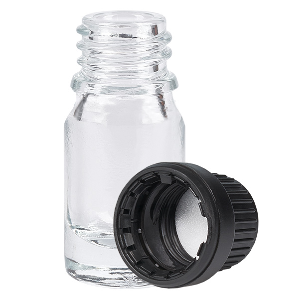 5ml lahvička 11mm šroubovací uzávěr černý tamper-evidentní uzávěr ClearLine UT18/5 5ml lahvička 11mm šroubovací uzávěr černý tamper-evidentní uzávěr ClearLine UT18/5