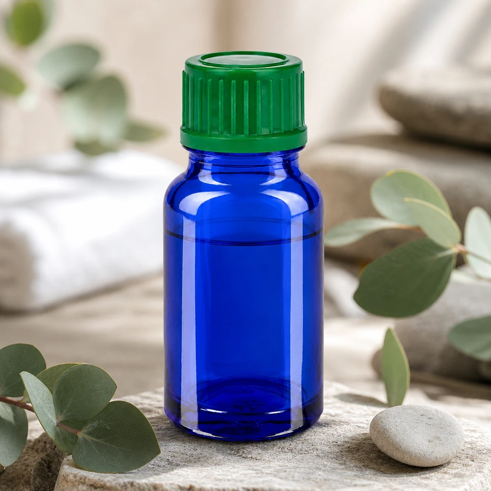 10ml láhev 11mm šroubovací uzávěr zelený standard BlueLine UT18/10 Robuste 10ml Glasflasche mit festem 11mm grünem Schraubverschluss BlueLine UT18/10