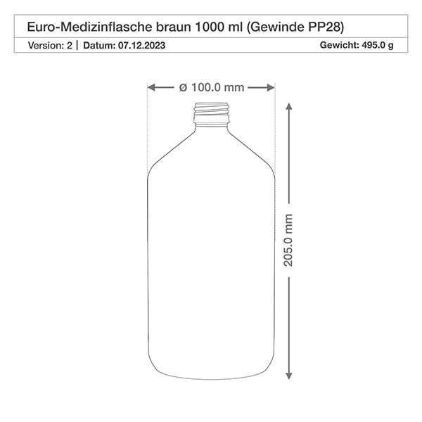 1000ml láhev na léky hnědá, uzávěr červený s tamper-evidentním kroužkem ApoGlas 1000ml láhev na léky hnědá, uzávěr červený s tamper-evidentním kroužkem ApoGlas
