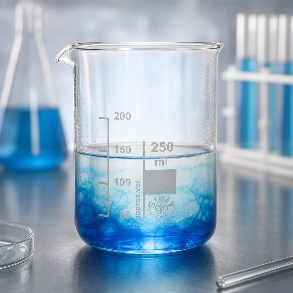 Kádinka 250ml z borosilikátového skla, nízký tvar Wissenschaftliches Becherglas 250ml niedrige Ausführung aus robustem Borosilikatglas für Profis