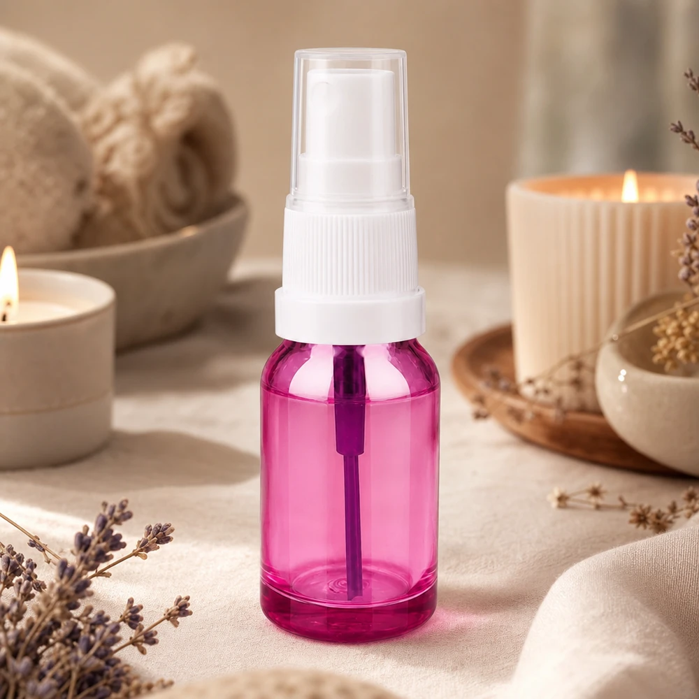 10ml lahvička s rozprašovačem bílá/průhledná Standard PurpleLine UT18/10 Praktische 10ml Zerstäuberflasche in modernem Purple Design für Gesichtswasser und Toner