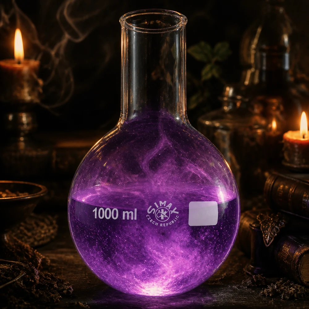 Baňka s kulatým dnem 1000ml široké hrdlo Chemie Rundkolben 1000ml mit Weithalsdesign für optimale Zugänglichkeit bei Versuchen