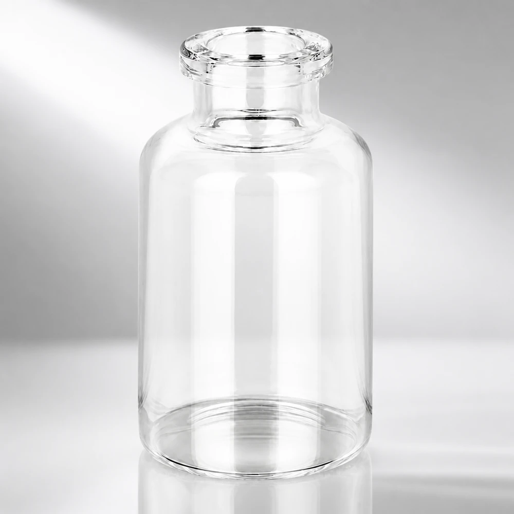 Injekční láhev z čirého skla 20ml Kompakte Pharmaverpackung 20ml Klarglas Vial mit charakteristischem Schulterdesign und Bördelrand
