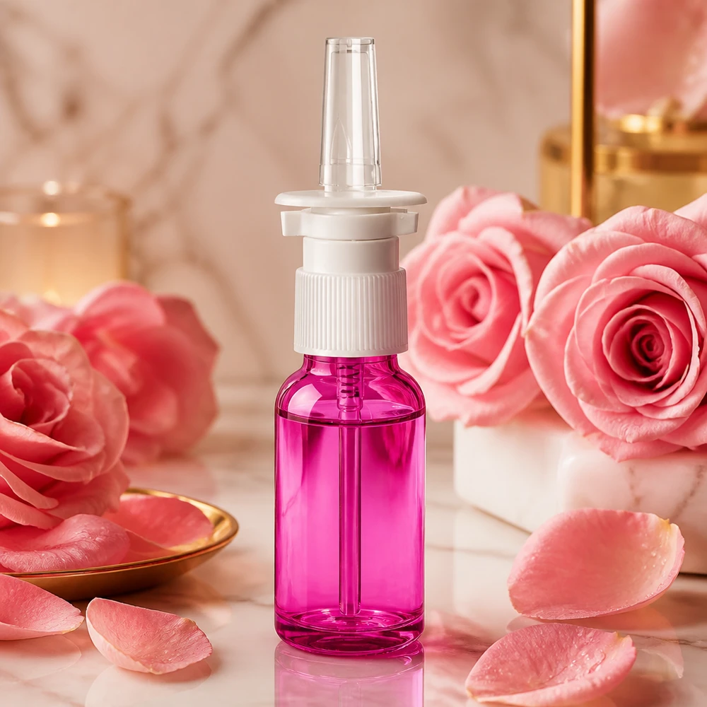 20ml Nasenspray-Behälter mit standardisiertem UT18/20 Gewinde in ansprechender lila Optik