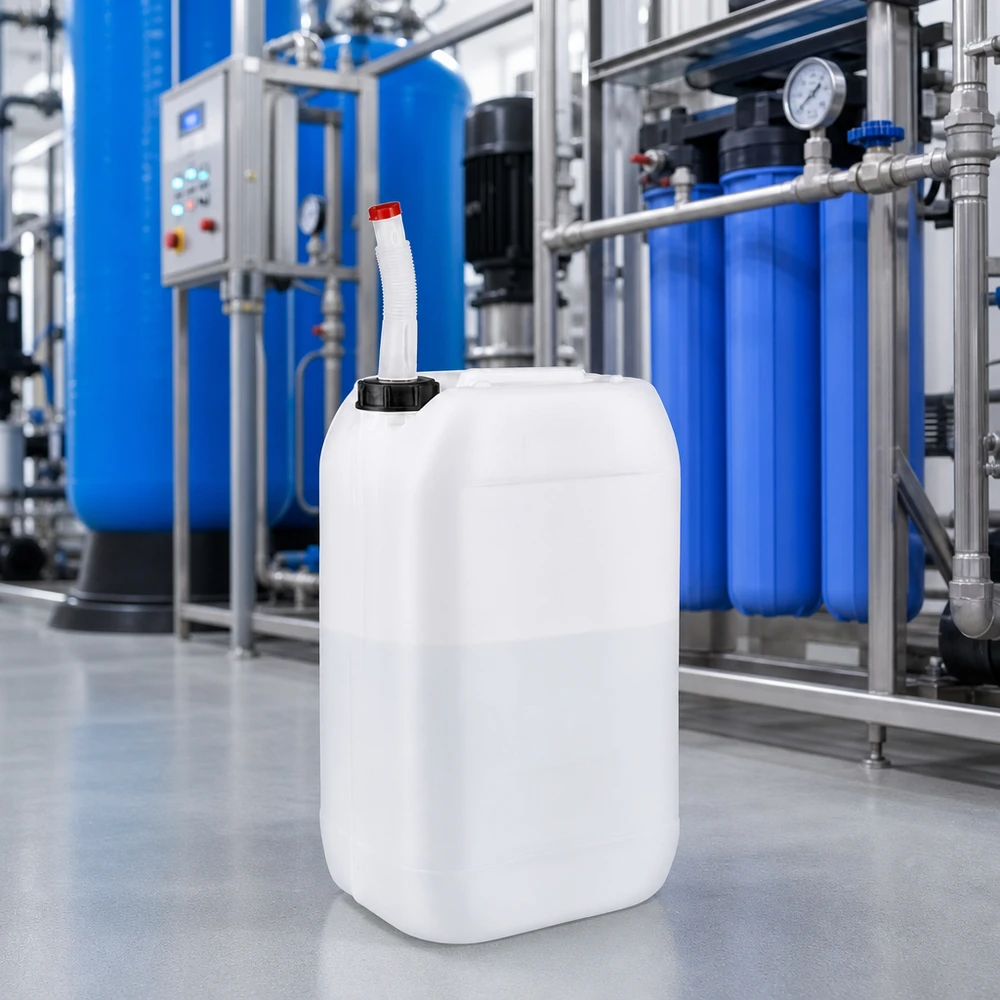 Kanystr o objemu 15 litrů s výpustnou trubkou Flex Bruchsicherer Polyethylen-Kanister 15L mit ergonomischem Griffbereich und Flex-Auslaufrohr