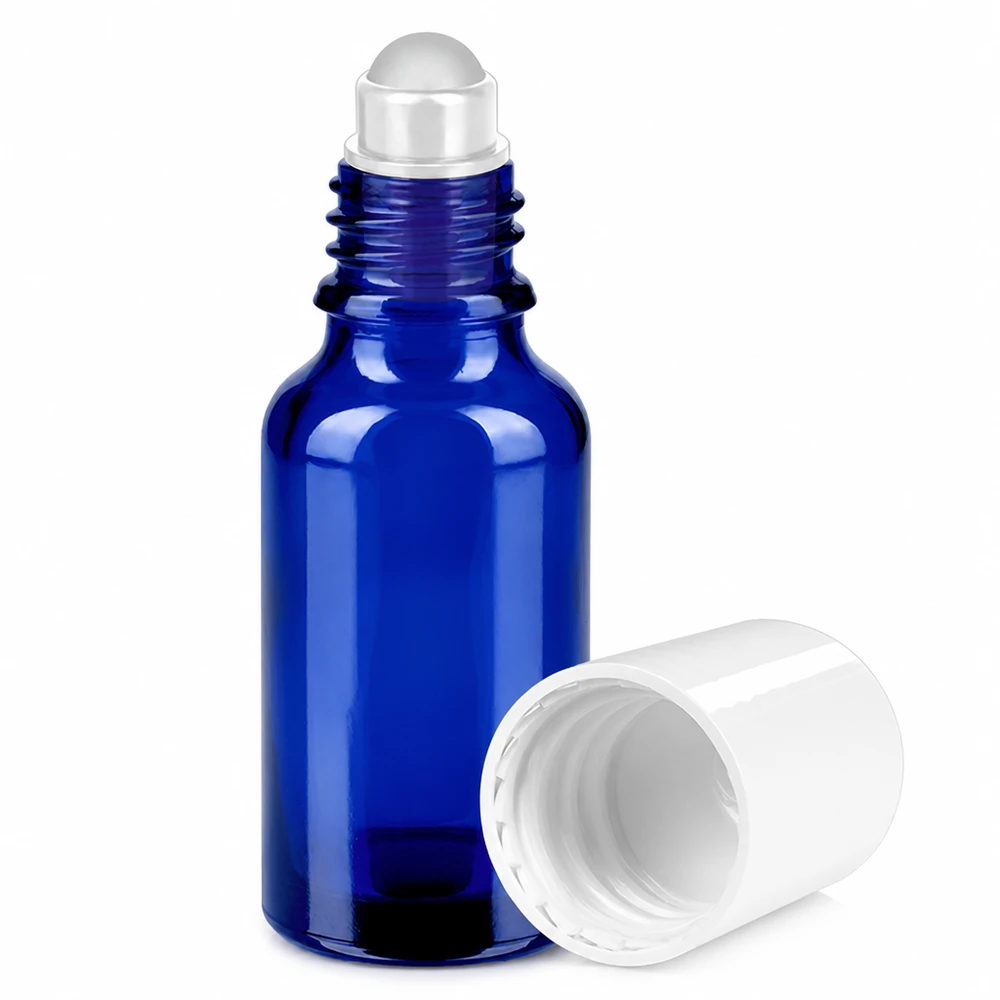 Professionelle Roll-On Flasche 20ml blau mit STD Gewinde für Beauty und Wellness