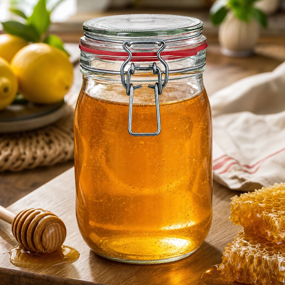 1140ml zavařovací sklenice s gumovým kroužkem a výkyvným víčkem UNiTWIST. Geräumiges 1140ml Vorratsglas mit sicherem Verschlusssystem für Pantry-Organisation