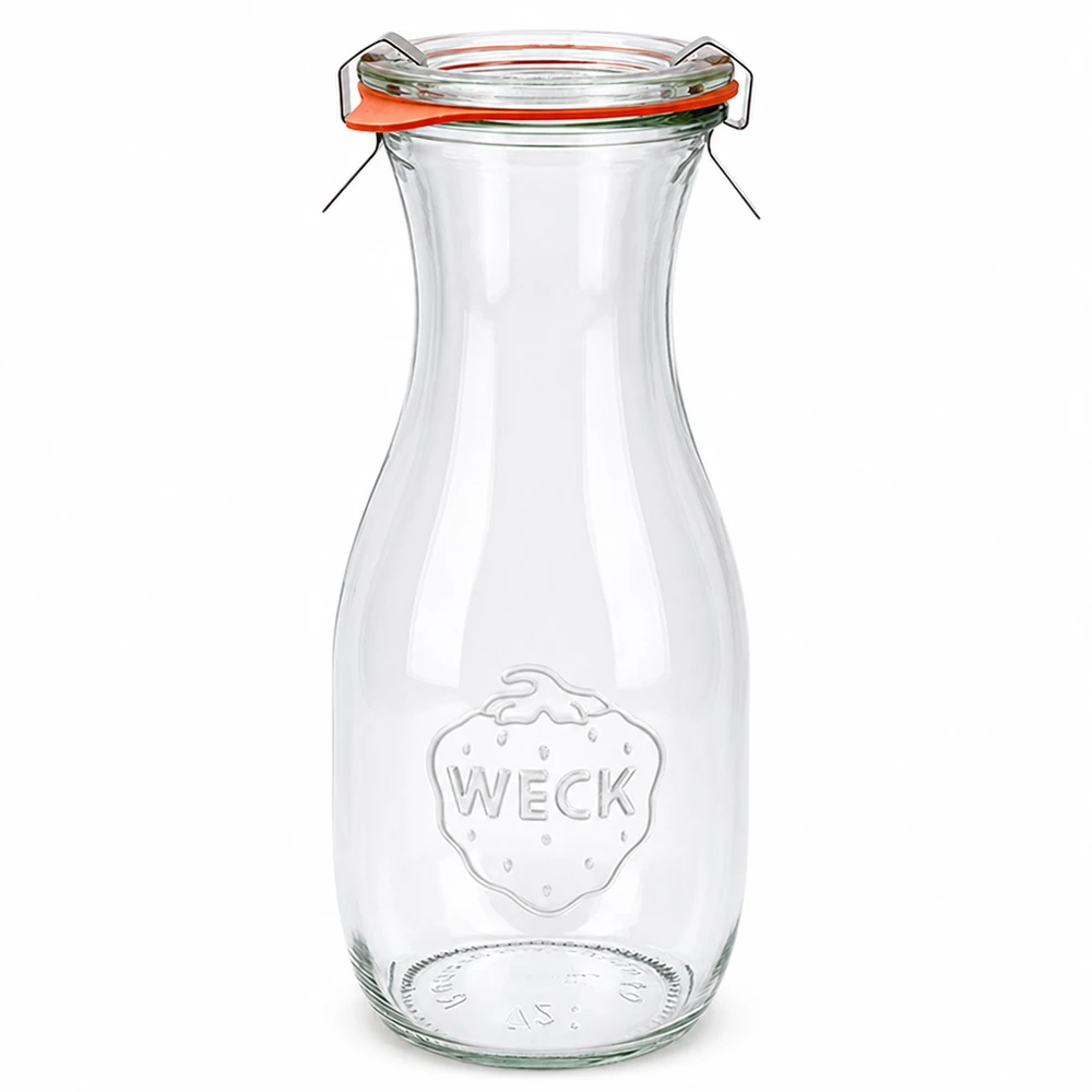 WECK Saftflasche 530ml mit Glasdeckel und Gummiring RR60 Einmachglas für Säfte und Getränke